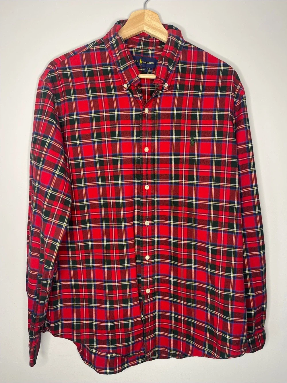 Polo by Ralph Lauren Red Plaid custom fit Button-Down Shirt large LG